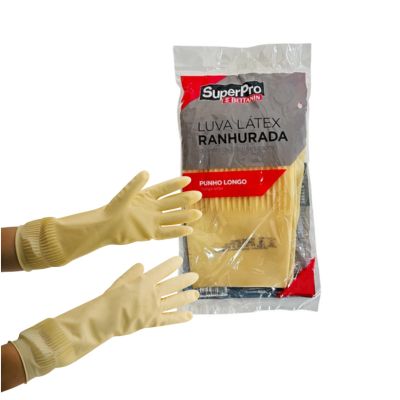 LUVA LATEX RANHURADA PUNHO LONGO G - SUPERPRO