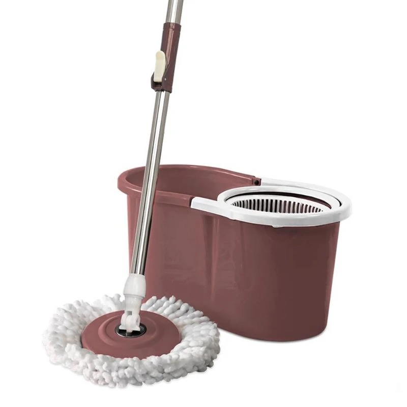 CONJ. MOP ROTATORIO COMPACT 9L C/CESTO PLASTICO ROSA MARSALA - NOBRE