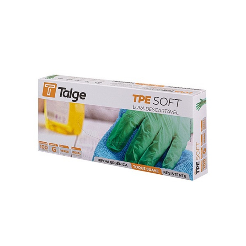 LUVA TPE SOFT VERDE M C/100 TALGE