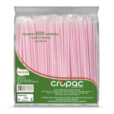 CANUDO PLASTICO SACHE 245X5MM A GRANEL 3000 UND BRANCO C/ LISTRA VERMELHA
