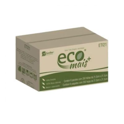 PAPEL TOALHA INTERF. SANTHER ECO+ FOLHA SIMPLES 6 PACOTES C/350FL