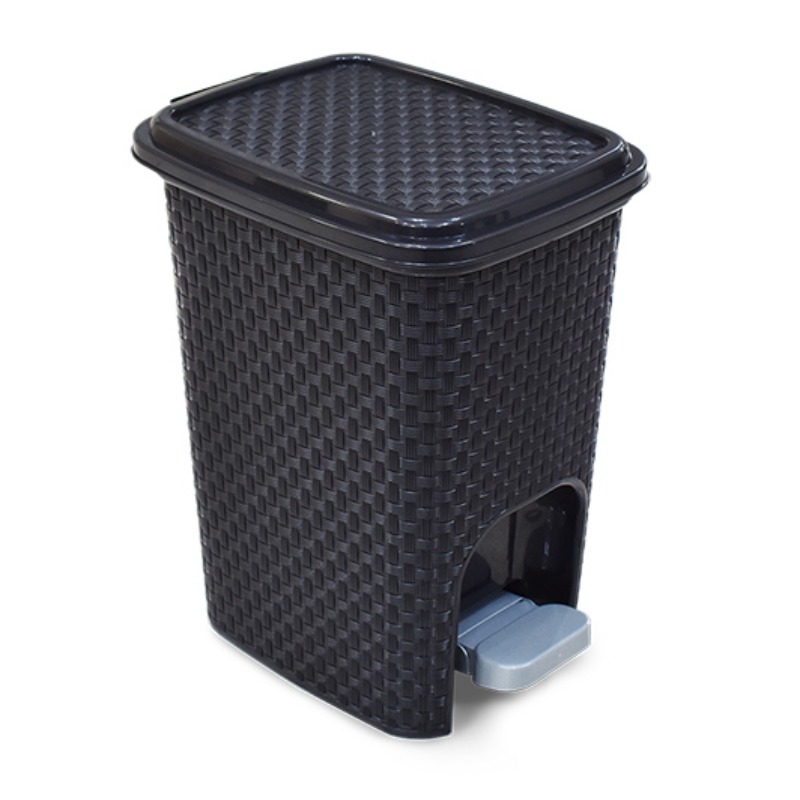 LIXEIRA RATTAN PRETA C/ PEDAL 7 LTS - ARQPLAST