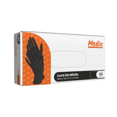LUVA DE NITRILO PRETA USO GERAL G C/100UN MEDIX