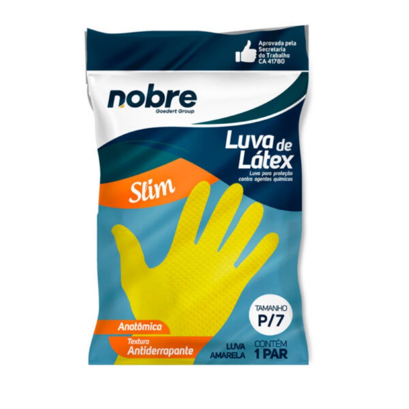 LUVA DE BORRACHA/LATEX SL 01 "P" AMARELA - NOBRE