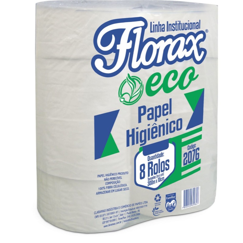ROLAO HIGIÊNICO FLORAX 300 C/8 ECO