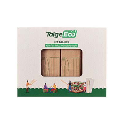KIT TALHERES + GUARDANAPO C/100un. MADEIRA FSC100% TALGE