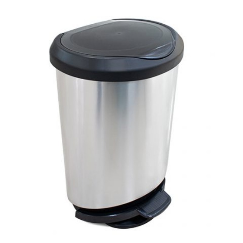 LIXEIRA C/ PEDAL E BORDA 45 LTS - LABEL INOX ARQPLAST