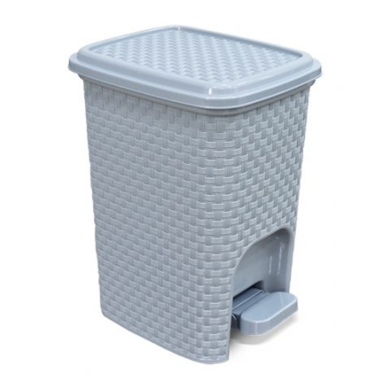 LIXEIRA RATTAN CINZA C/ PEDAL 7 LTS - ARQPLAST