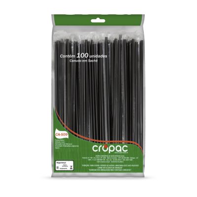 CANUDO PLASTICO 8 MM PRETO EM SACHE C/100UN CROPAC