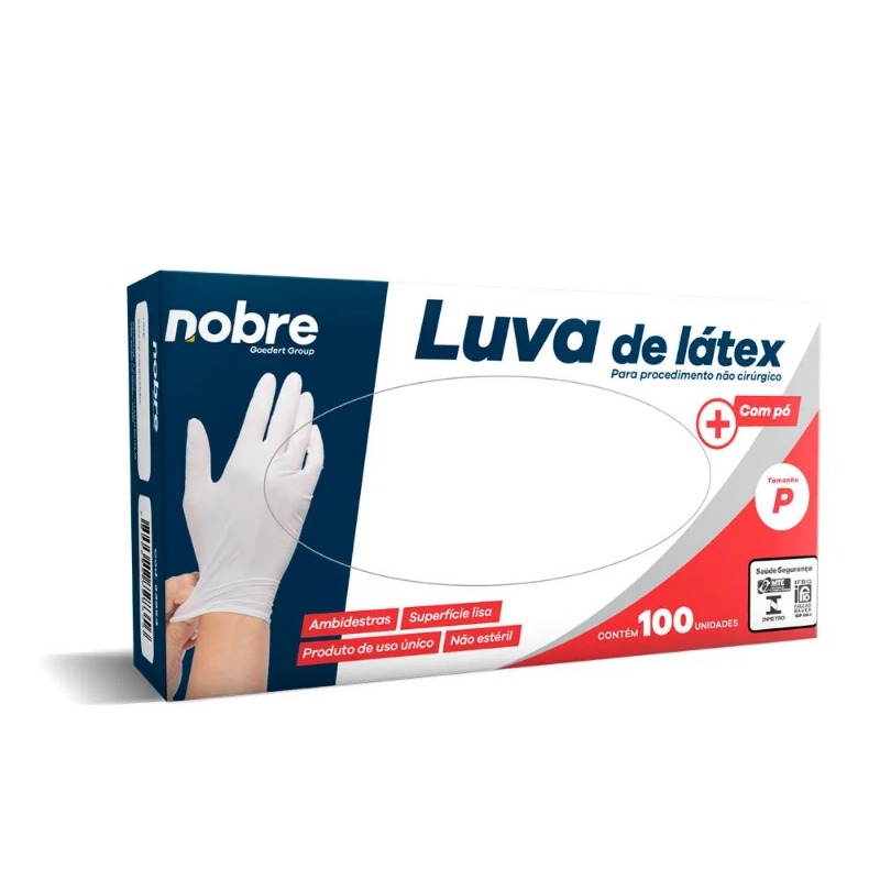 LUVA LATEX C/PO P/ PROCED. NAO CIRUR. C/100UN "P" - NOBRE