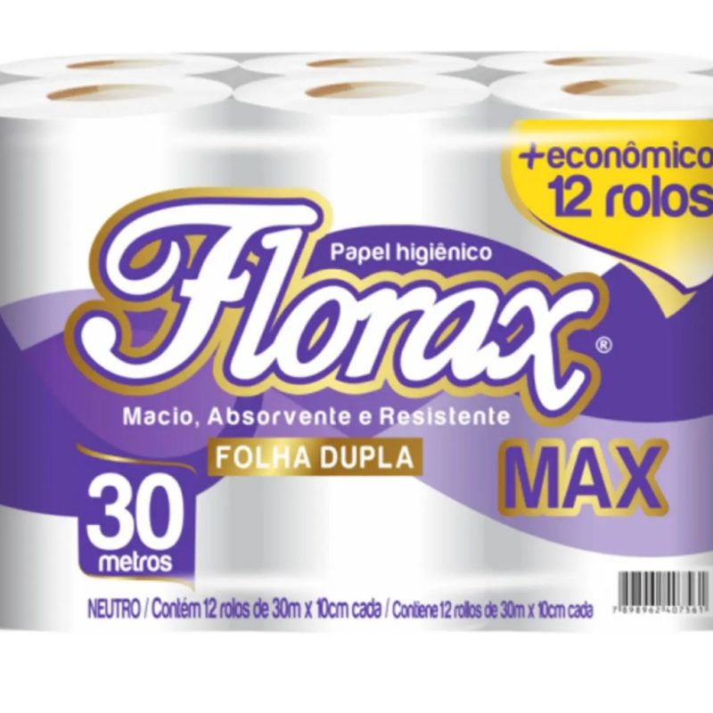 PAPEL HIGIÊNICO FLORAX MAX C/12 ROLOS FOLHA DUPLA