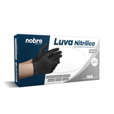 LUVA NITRILICA S/PÓ C/100UN G PRETA NOBRE