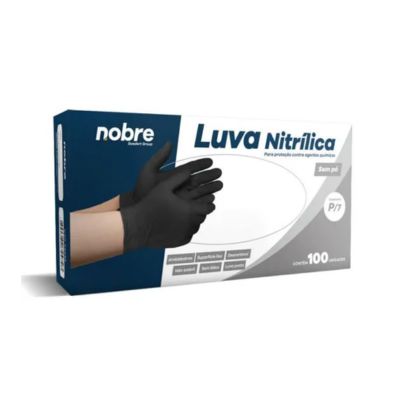 LUVA NITRILICA S/PO C/100UN P PRETA NOBRE