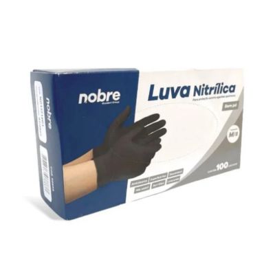 LUVA NITRILICA S/PO C/100UN M PRETA NOBRE